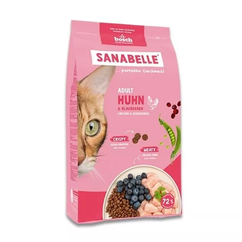 Bosch Sanabelle Life Adult ração seca para gatos com frango e mirtilos, 8 kg