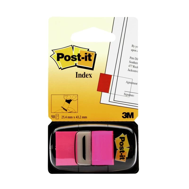 Marcadores Post-it 3M Rosa, estreitos, 50 marcadores, dimensões 25,4 x 43,2 mm, em distribuidor descartável (I680-21)