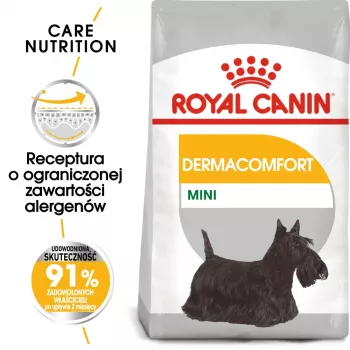 ROYAL CANIN Mini Dermacomfort - Comida seca para raças pequenas adultas com pele sensível e propensa a irritações - 3 kg