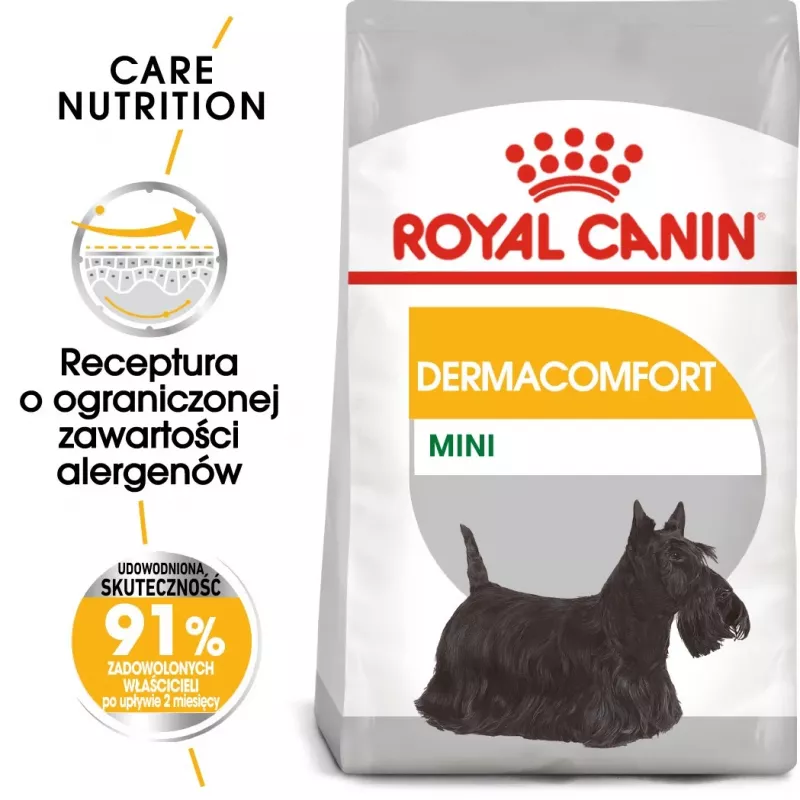 ROYAL CANIN Mini Dermacomfort - Comida seca para raças pequenas adultas com pele sensível e propensa a irritações - 3 kg