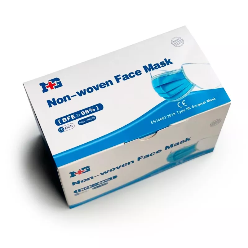 Máscara facial de não tecido 50 unid. Uniroar — máscaras de proteção descartáveis, estrutura de 3 camadas