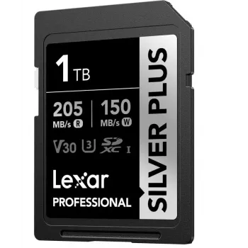Cartão de memória SDXC Lexar Professional SilverP UHS‑I 1 TB, leitura 205 MB/s, escrita 150 MB/s, UHS‑I