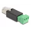 Adaptador de cabo DeLOCK 66607 RJ45 barra de terminais de 3 polos preto verde