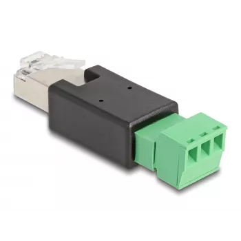 Adaptador de cabo DeLOCK 66607 RJ45 barra de terminais de 3 polos preto verde