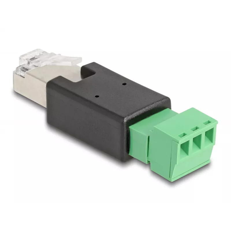 Adaptador de cabo DeLOCK 66607 RJ45 barra de terminais de 3 polos preto verde