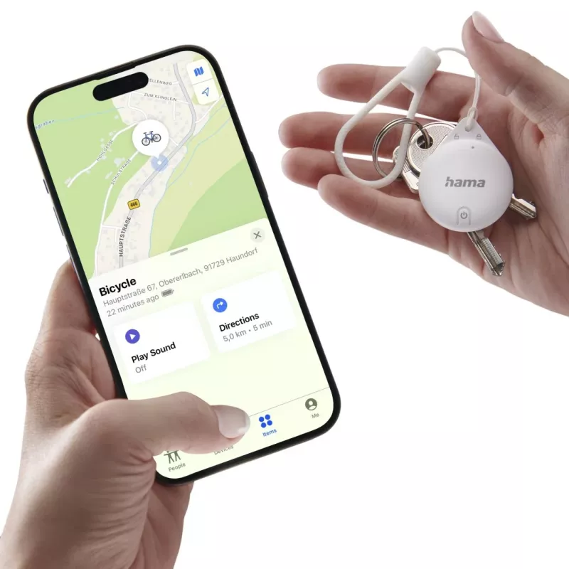 HAMA Item Finder 00185815 Bluetooth para Apple app Onde está?, branco — localizador para encontrar objetos pessoais