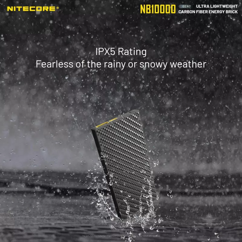 Powerbank portátil Nitecore NB10000 — 10000 mAh, USB‑A + USB‑C, 38 W saída total, cinzento