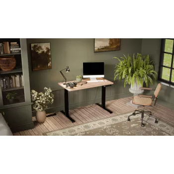 Secretária com regulação elétrica de altura MOON 121x67x72-120 preta/castanho-claro