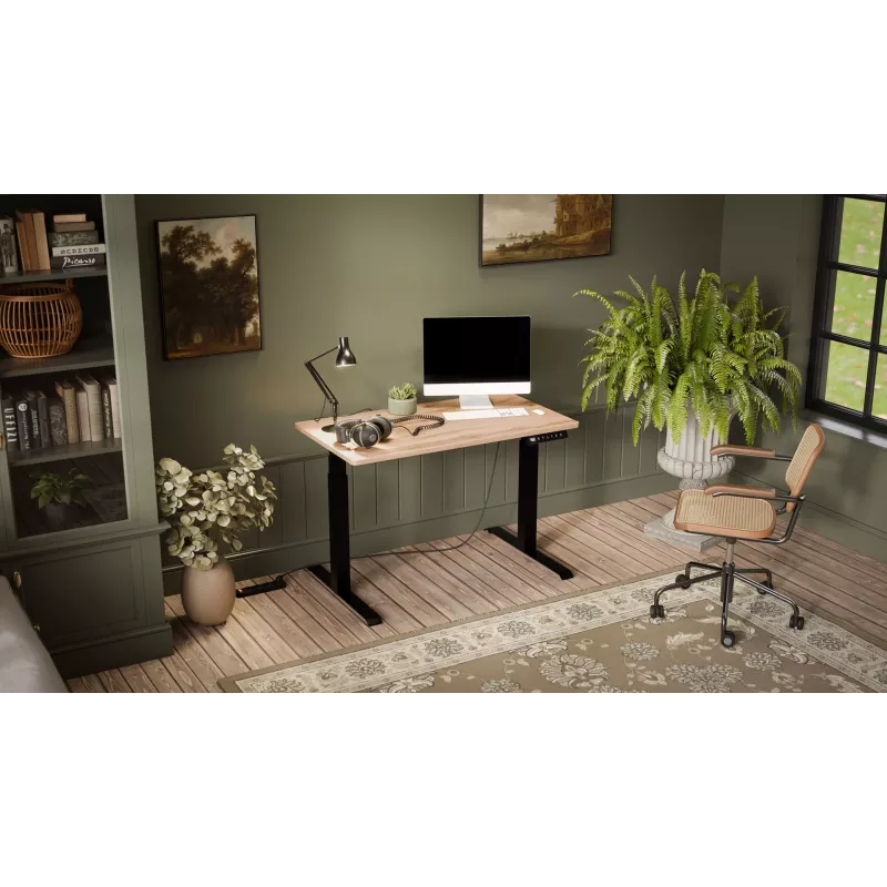 Secretária com regulação elétrica de altura MOON 121x67x72-120 preta/castanho-claro