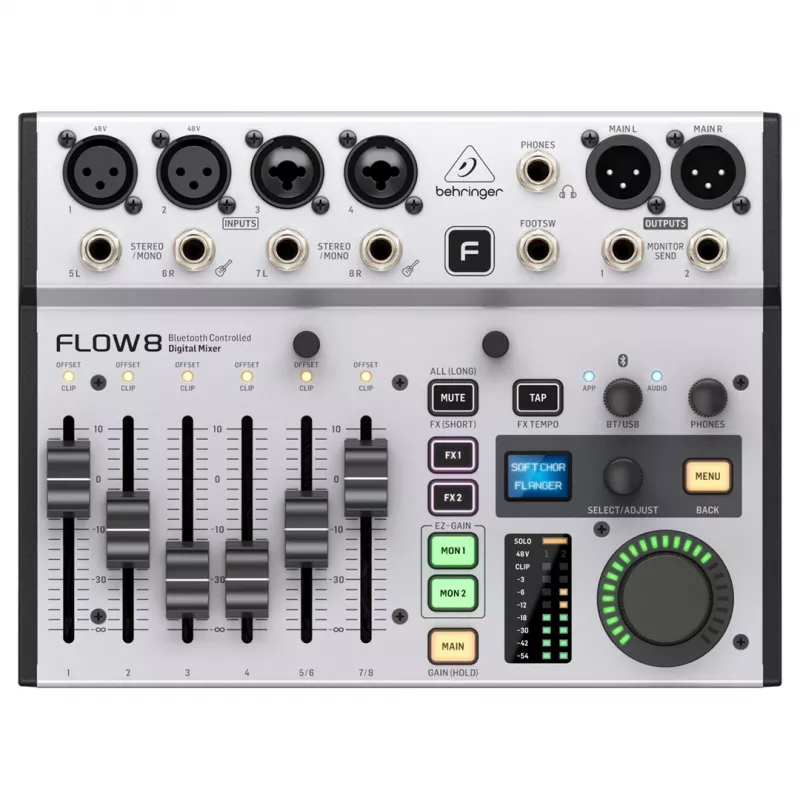 Mesa de mistura digital Behringer FLOW 8 — mesa de mistura com interface de áudio USB de 8 canais