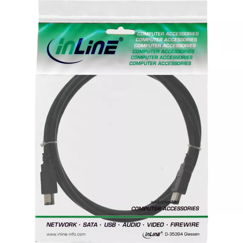 Cabo FireWire 400 1394 InLine 6 pinos ficha / ficha 1 m