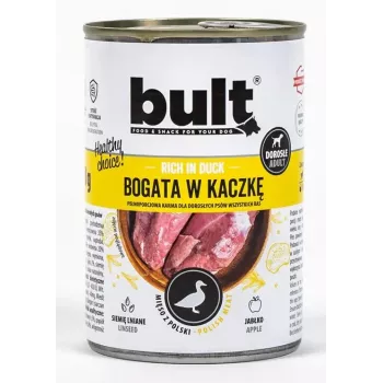 BULT Rica em pato 800 g comida húmida para cães – alimento completo em lata, 12 % proteína, 6,5 % gordura, 77 % humidade