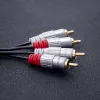 Qoltec 52338 cabo de áudio, 2 x RCA macho para 2 x RCA macho, 3 m, preto