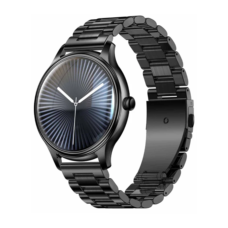 Smartwatch Colmi L28 com caixa preta e bracelete de aço inoxidável preta