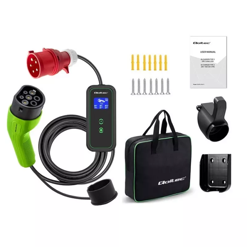 Carregador para carro elétrico QOLTEC 52478 11 kW ficha Type-2 cabo 5 m