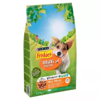 Purina Friskies Mini Menu ração seca para cães com frango e legumes, 1,5 kg