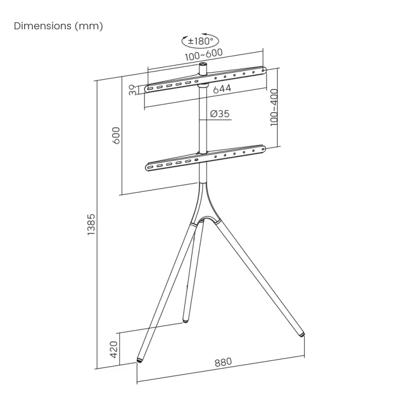 Suporte SBOX FS-1246F 45–65° inclinável, carga 32 kg, plataforma 600×400 mm