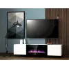 Móvel de TV Cama Meble PAFOS EF com lareira elétrica 180×42×49 cm, branco mate