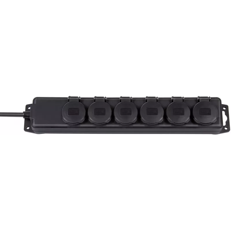 Régua de tomadas IP44 6 tomadas preto 2m H07RN-F 3G1,5 (1159970)