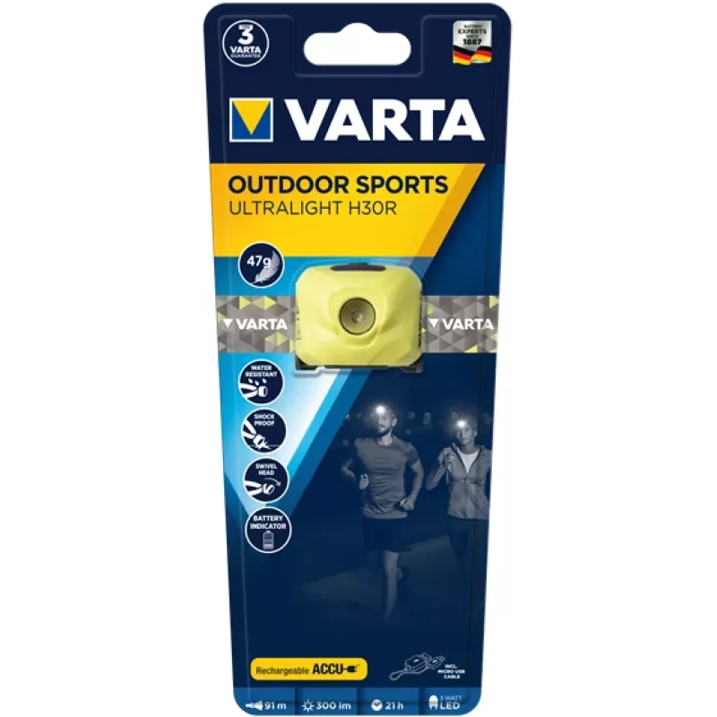 Lanterna de cabeça Varta OUTDOOR SPORTS ULTRALIGHT H30R lima