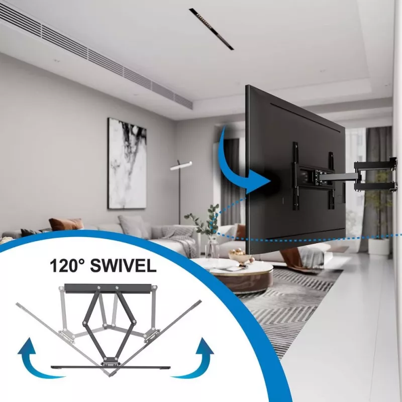 Suporte de parede exterior Manhattan para televisores e monitores, totalmente articulado, para ecrãs de 37-65 polegadas, VESA 200x200-600x400 mm, até 50 kg, resistente às intempéries, preto