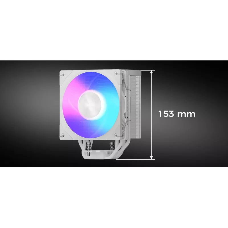 Dissipador de CPU por ar MODECOM Volcano 0C T721 ARGB 120 branco, torre única, ventoinha de 120 mm