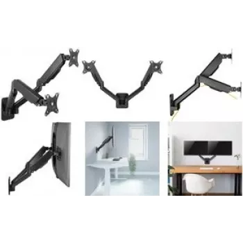 Logilink - Kit de montagem - para 2 consolas LCD/plasma (mola a gás) - plástico, alumínio, aço - preto - tamanho do ecrã: 43,2-81,3 cm (17-32) - suporte de parede (BP0146)