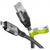 Wentronic goobay - Cabo de rede - 24 Pin USB-C (M) para RJ-45 (M) - 1,0 m - 6 mm - FTP - CAT 6 - USB 3.1 - cabo entrançado - preto, prateado (70696)