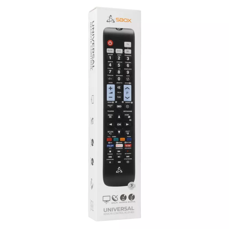 Comando SBOX RC-01400 – substituição universal para televisores, set-top boxes e leitores de DVD