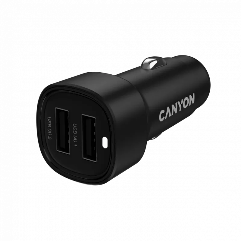 Carregador de automóvel CANYON OnDrive 24 24W 2xUSB-A preto