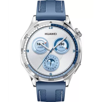 Smartwatch HUAWEI WATCH GT5 46mm – 1,43 polegadas AMOLED, GPS, 524 mAh, caixa em aço inoxidável, bracelete de tecido azul