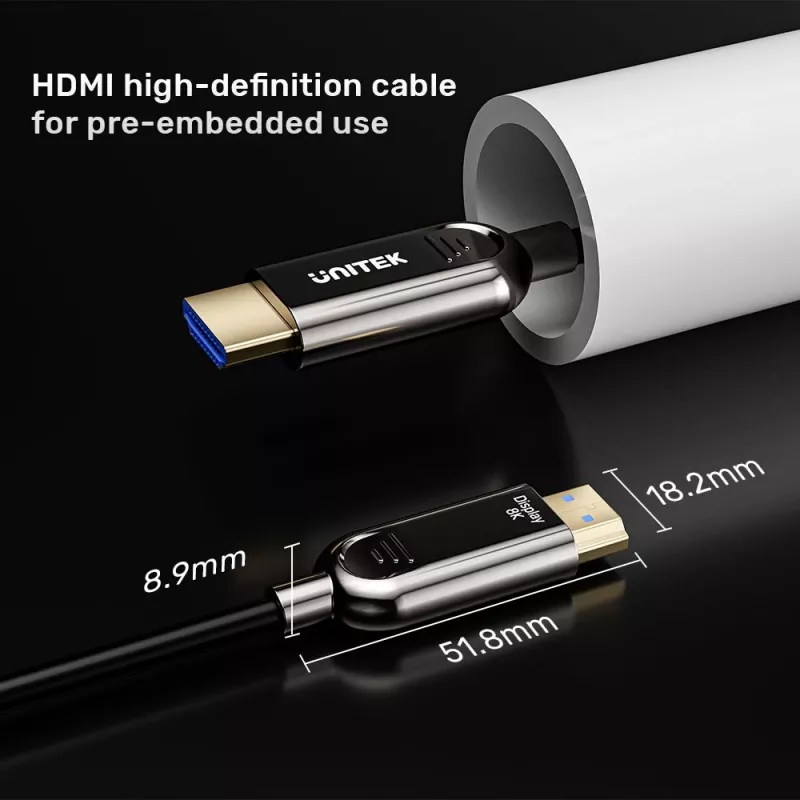 Unitek C11085GY01-15M cabo ótico HDMI 2.1 AOC, 8K 120 Hz, 15 m