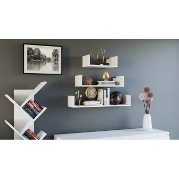 Prateleira Topeshop MOBI 3P BIEL Prateleira flutuante montagem na parede aglomerado de partículas, branco