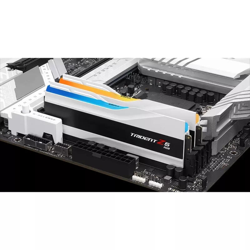 DIMM 32 GB DDR5-6400 (2x 16 GB) Dual-Kit, memória RAM branca, F5-6400J3239G16GX2-TZ5RW, Trident Z5 RGB, INTEL XMP