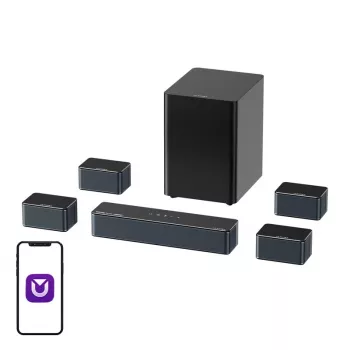 Altifalante Ultimea Poseidon D80 preto 7.1 canais, 8 altifalantes, com fios e sem fios, subwoofer ativo