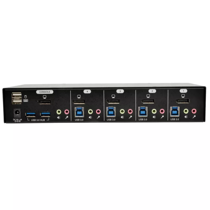 EATON TRIPPLITE Comutador KVM DisplayPort de 4 portas com cabos de áudio e hub USB 3.0 SuperSpeed (B004-DPUA4-K)