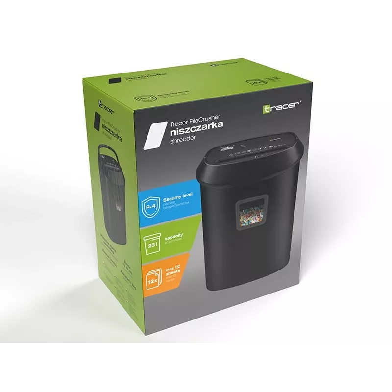 Destruidora de documentos Tracer FileCrusher, preta