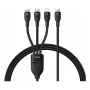 Cabo de carregamento USB-A 3 em 1 Baseus Rapid Series 100W 1,5 m preto