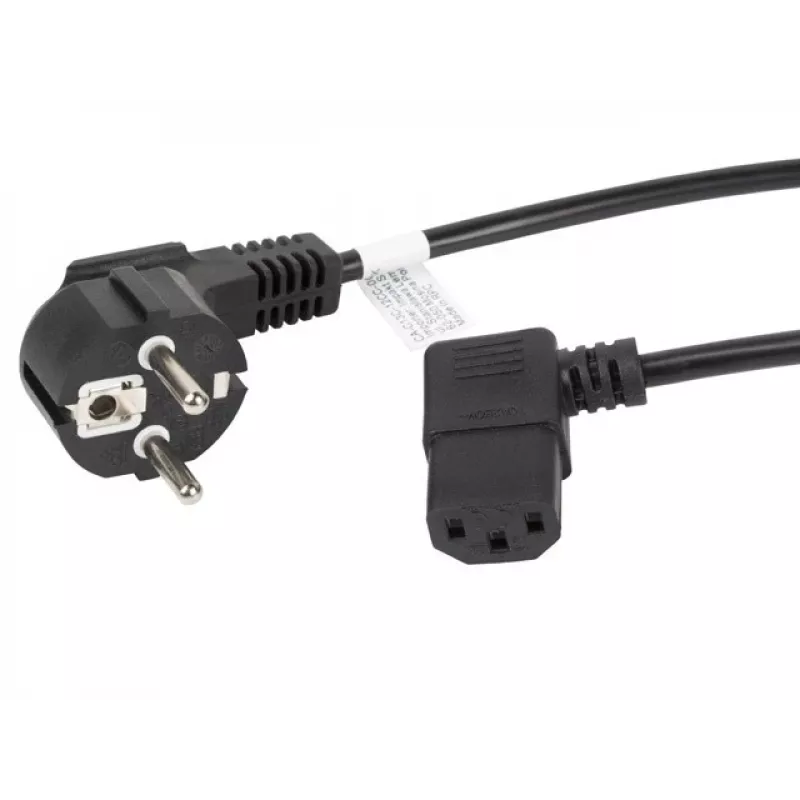 Cabo de alimentação LANBERG CA-C13C-12CC-0018-BK, 2 m, conector fêmea C13 para CEE7/7, preto, C13 angular