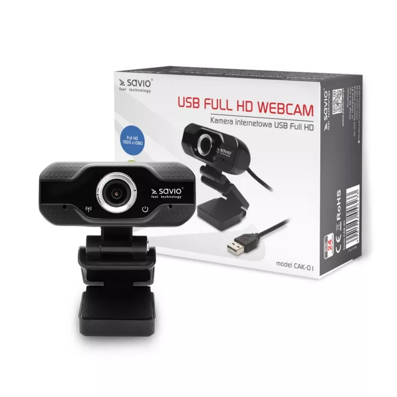 Câmara de internet Savio webcam USB Full HD com microfone incorporado