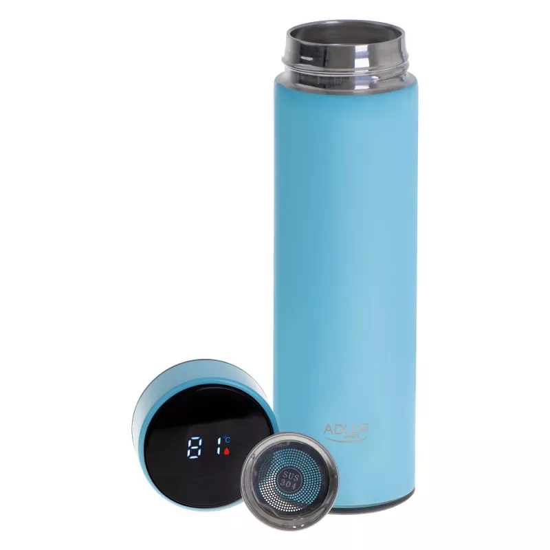 Garrafa térmica Adler AD 4506BL - Termo com indicador de temperatura LED, azul