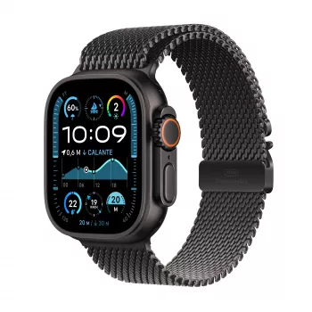 Apple Watch Ultra 2 GPS + Cellular 49mm Caixa de titânio preto com bracelete Milanese de titânio preto - M