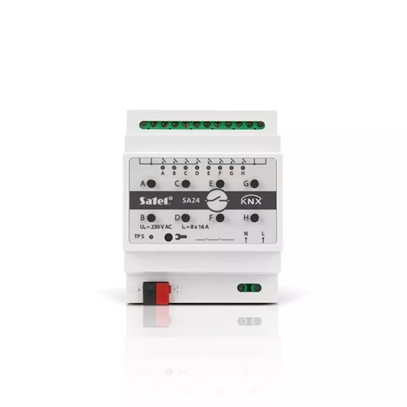 Satel KNX-SA24 atuador de comutação KNX, 8 canais, para calha DIN