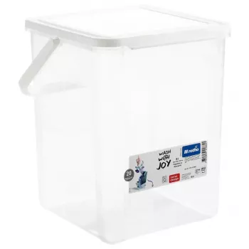 Recipiente de plástico para detergente Rotho Basic 9 L modelo 1770101100RP, branco, tampa, orifício para pendurar