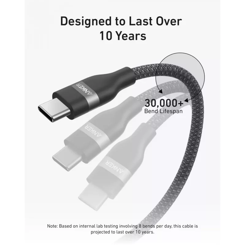 Cabo USB-C para USB-C Anker A82E2 — USB 2.0, 1,8 m, preto