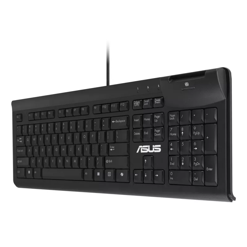 Teclado com fio de tamanho completo ASUS KU100 preto, layout estónio, USB Type-A, cabo de 2 m