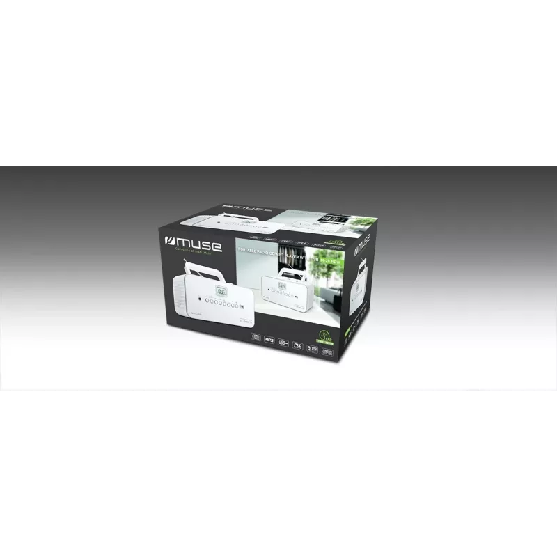 Sistema estéreo portátil Muse M-28RDW – leitor de CD/MP3, sintonizador FM/MW, 3W RMS, branco, 1,4 kg
