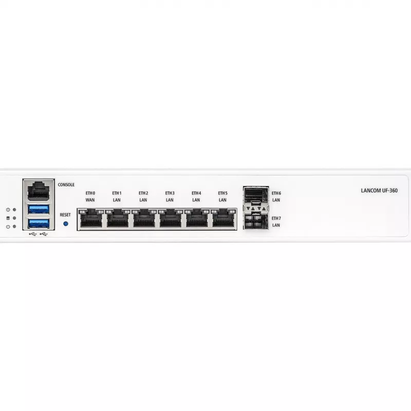 Firewall unificada LANCOM R&S UF-360 - firewall - 8 portas - GigE - 1U - montável em rack