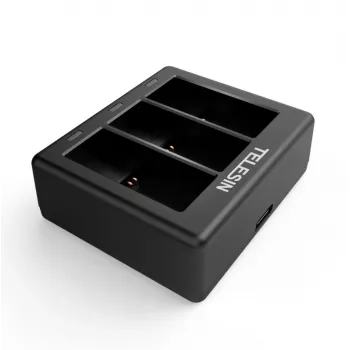 Carregador de 3 vias Telesin para GoPro Hero 12 / Hero 11 / Hero 10 / Hero 9