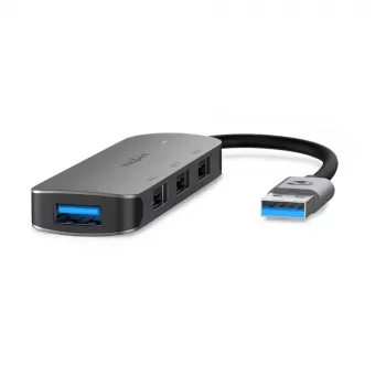 Nedis hub USB conector macho USB-A – 4x USB A, 4 porta(s), USB 2.0 / USB 3.2 Gen 1, alimentado por USB, 5 Gbit/s (CCGB61210GY01)